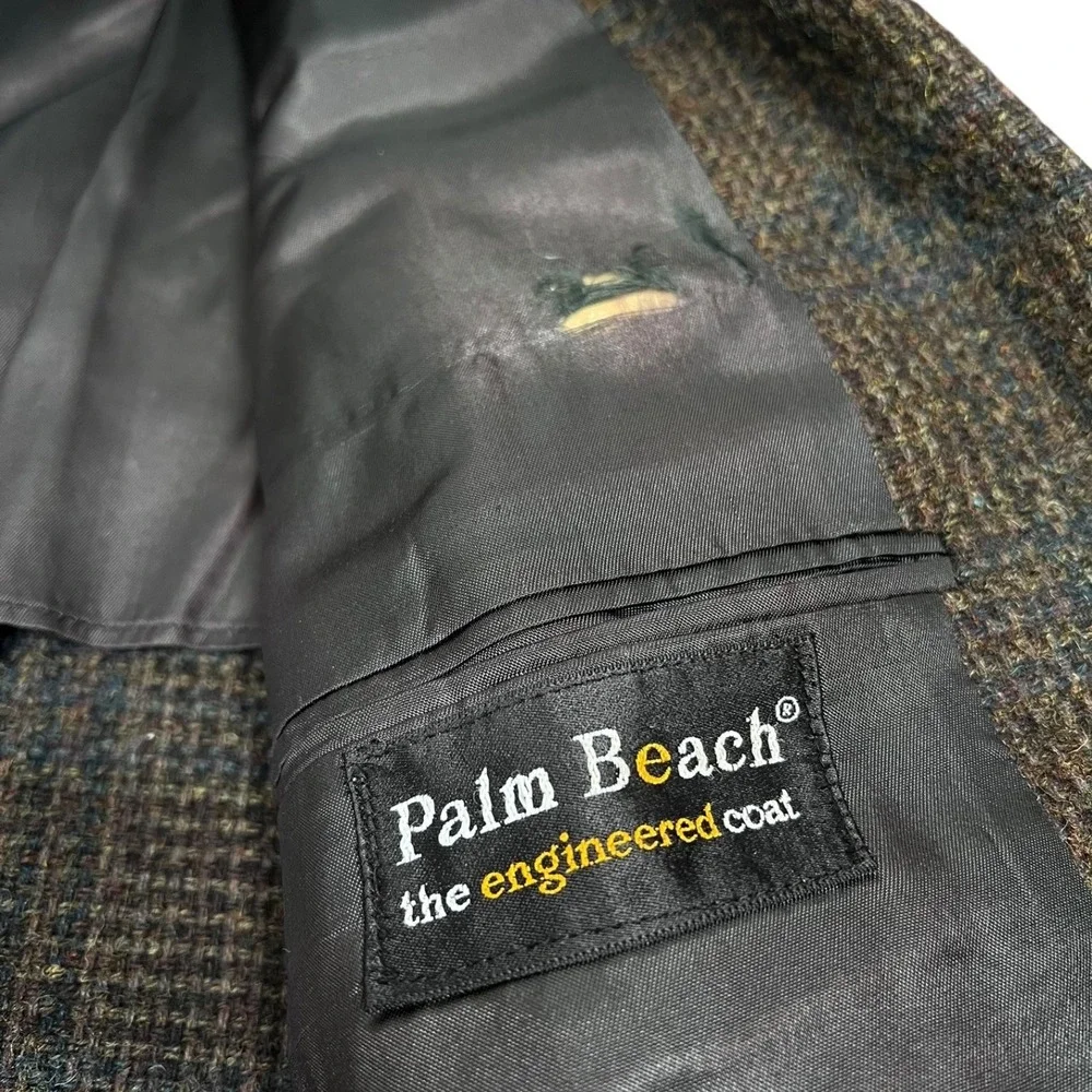 1950s Palm Beach Blazer Mens 39 Regular Brown Plaid Tweed Arnold Constable